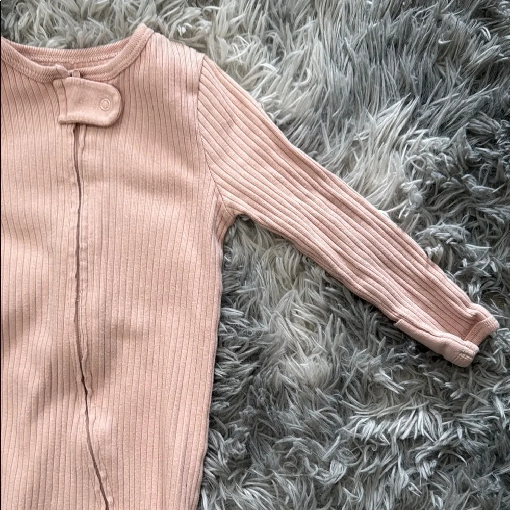 Cozy Pink Ribbed Kids One Piece